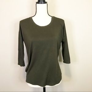 BABATON Shirt Green 3/4 Sleeve Crew Neck Shirt Womens XS